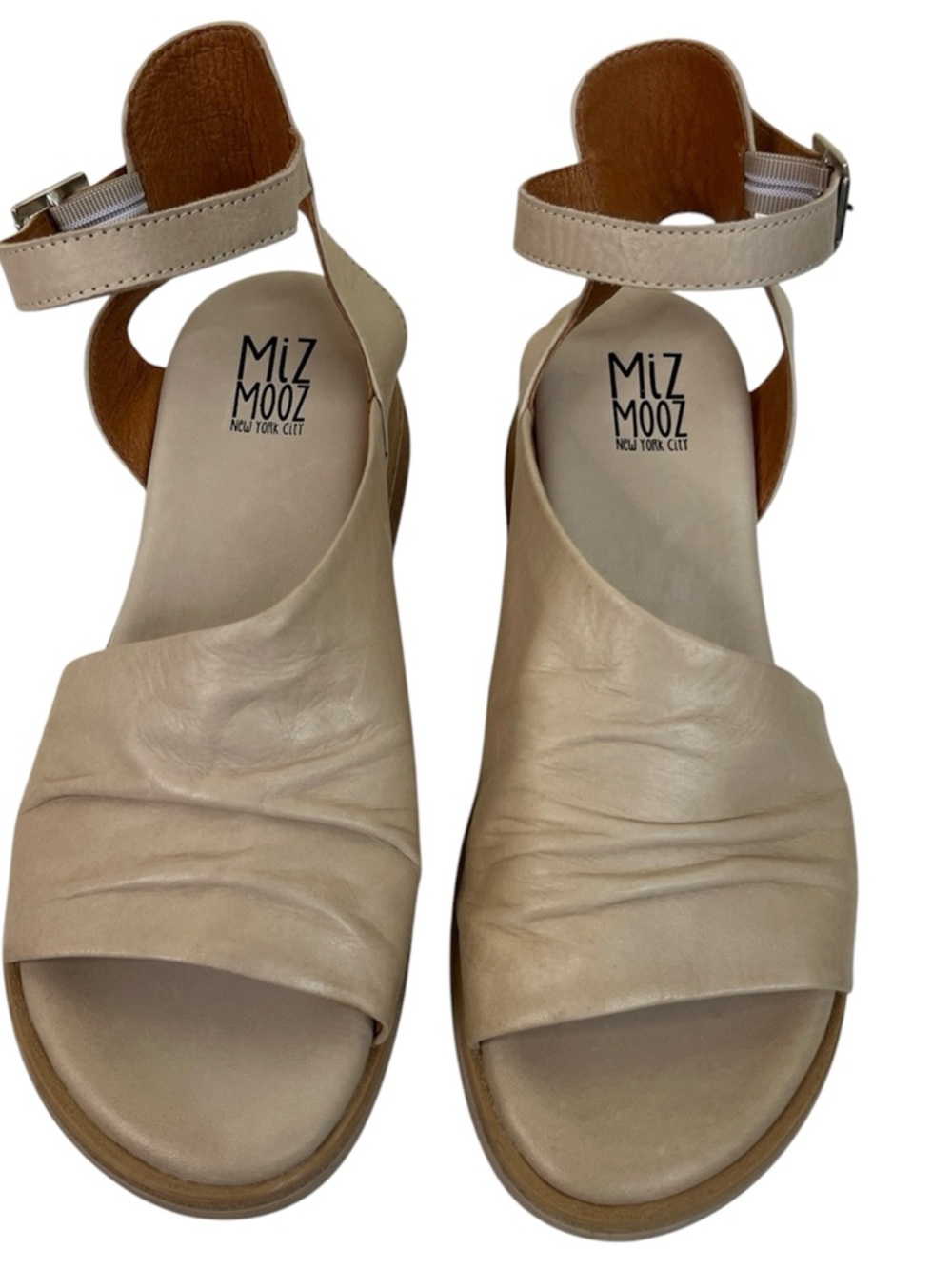 Miz Mooz Leather Backstrap Sandals Claire womens size 40/9-9.5 Portugal Cream